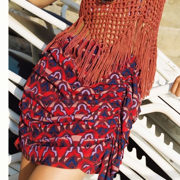 Anthropologie DOLAN Ruched Ruffle Mini Skirt - Picture 2 of 6